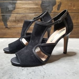 AUDREY BROOKE | Black Leather Modena AB Heels